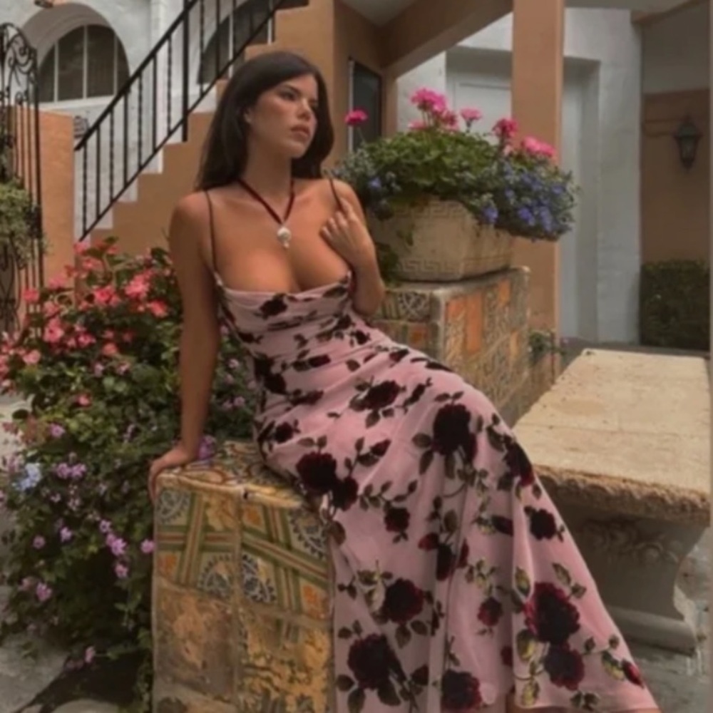 House of CB Floral Maxi Dress - Pink and Black - Picture 14 of 14